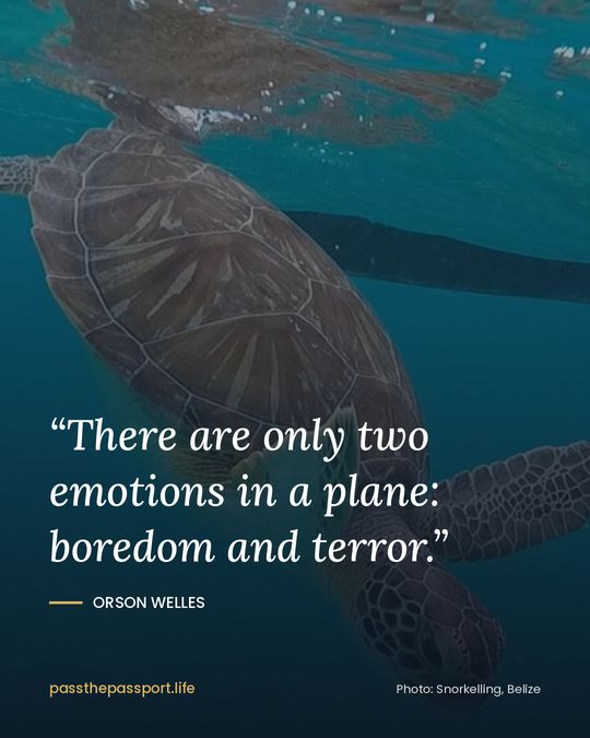 “There are only two emotions in a plane: boredom and terror.” — Orson Welles