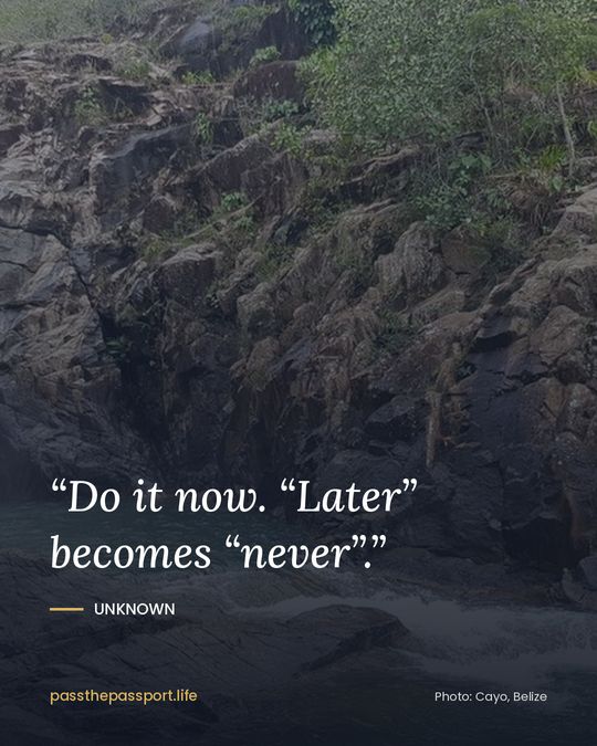 “Do it now. “Later” becomes “never”.” — Unknown
