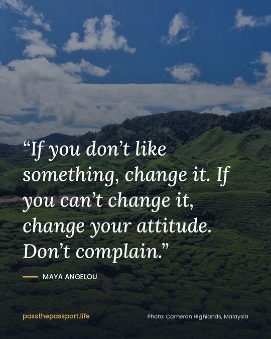 “If you don’t like something, change it. If you can’t change it, change your attitude. Don’t complain.” — Maya Angelou