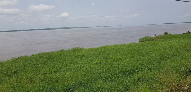 Looking across the vast Congo River from the bank at Boma.