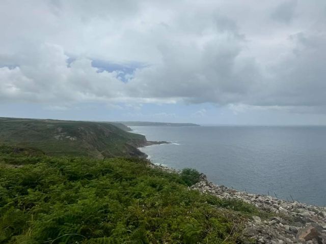 Rugged cliffs on the South West Coast Path in Cornwall.
