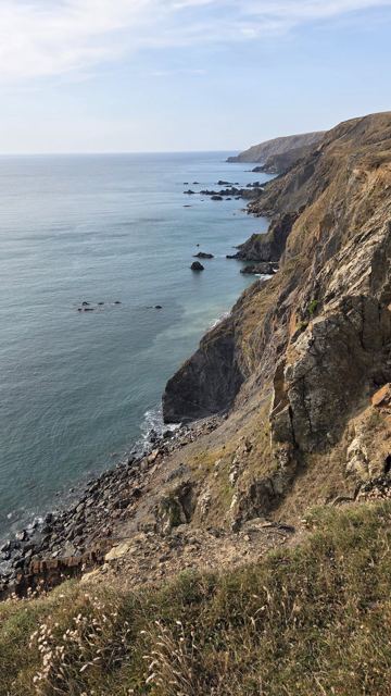 Rugged cliffs dropping into the Atlantic near Bude in Cornwall