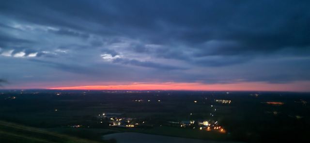 The last light of sunset over the South Downs during the London to Brighton ultra.