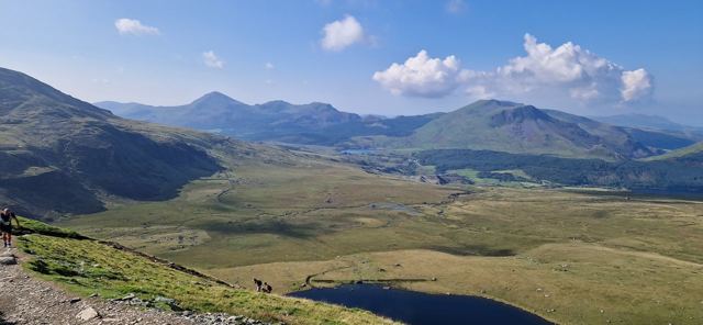 Looking across Snowdonia's peaks and lakes.