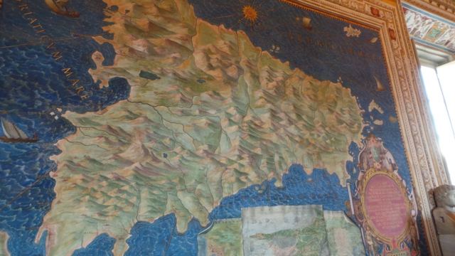 Painted maps of Italy lining the Gallery of Maps.